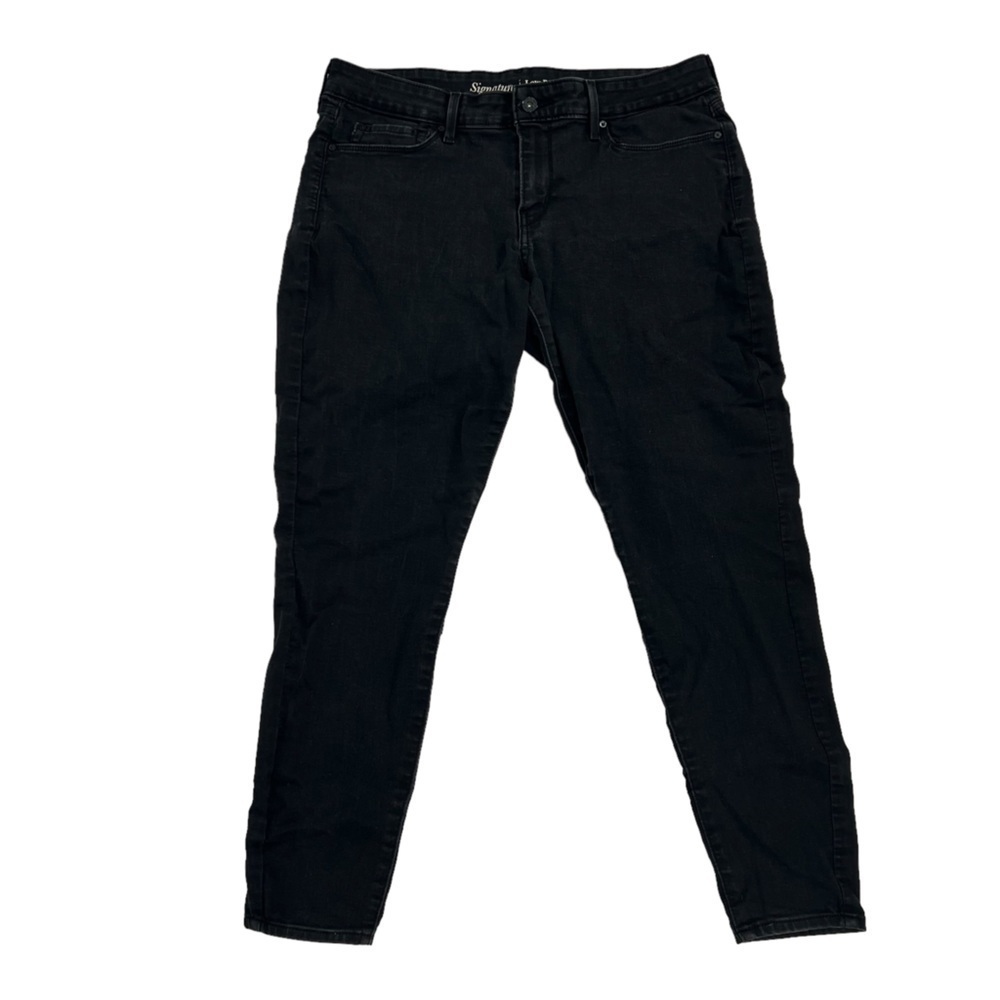 Signature By Levi Strauss Black Low Rise Denim Jeggings Size 14 Short Women’s